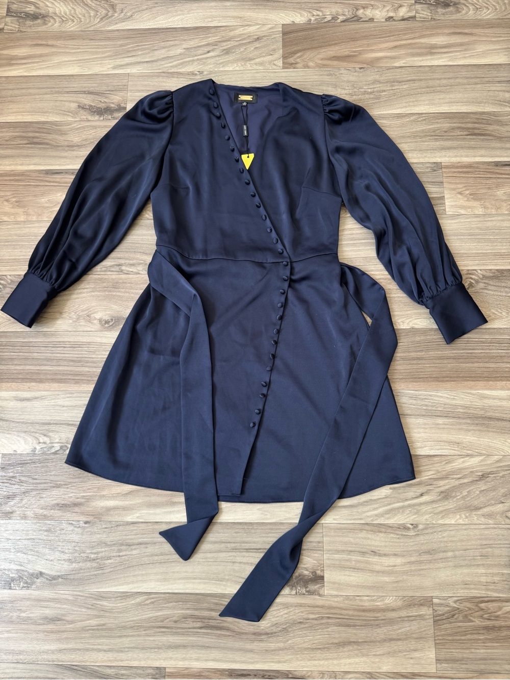 Alexia Admor Arya Wrap Dress in Navy Satin Size 8